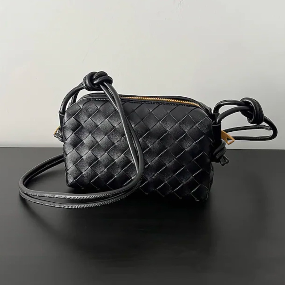 Black woven crossbody